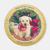 Greenery Wreath Custom Foto Gold Weihnachtsmagazin Magnet (Vorne)