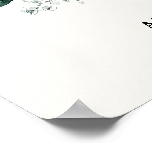 Greenery Wreath Elegant Neutral Script Wedding Poster (Ecke)