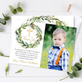 Greenery Wreath First Communion Danke Karte