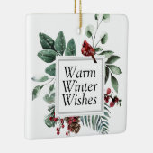 Greenery Wreath Kardinal Bird Watercolor Holiday Keramikornament (Rechts)