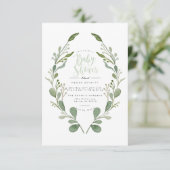 Greenery Wreath | Kinderdusche Einladung (Stehend Vorderseite)