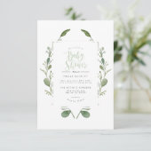 Greenery Wreath | Kinderdusche Einladung (Stehend Vorderseite)