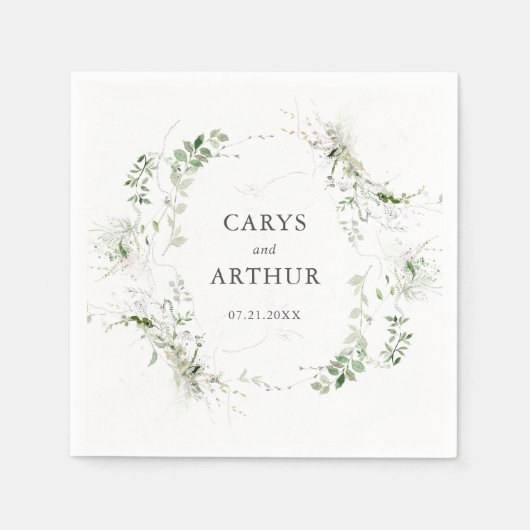Greenery Wreath Modern Wedding Serviette (Vorderseite)