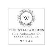 Greenery Wreath Monogram Family Rücksendeadresse Gummistempel (Prägung)