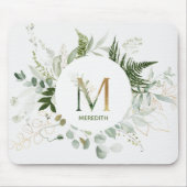 Greenery Wreath Monogram Letter M Mouse Pad Mousepad (Vorne)