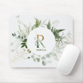 Greenery Wreath Monogram Letter R Mouse Pad Mousepad (Mit Mouse)