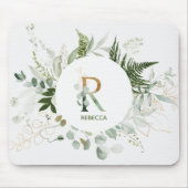 Greenery Wreath Monogram Letter R Mouse Pad Mousepad (Vorne)