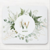 Greenery Wreath Monogram Letter W Mouse Pad Mousepad (Vorne)
