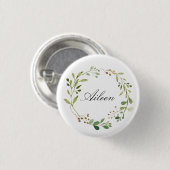 Greenery Wreath Monogram/personalisierter Name Button (Vorne & Hinten)