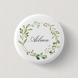 Greenery Wreath Monogram/personalisierter Name Button
