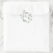 Greenery Wreath Monogram Wedding Runder Aufkleber (Tasche)