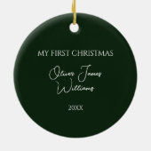 Greenery Wreath My First Christmas Baby Foto Keramik Ornament (Hinten)