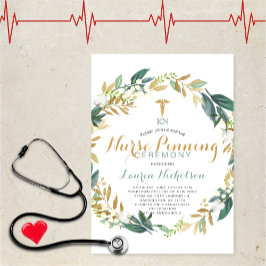 Greenery Wreath Nurse Pinning Abschluss Einladung