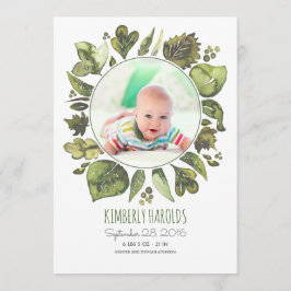 Greenery Wreath Painted Newborn Baby Foto Birth Ankündigung