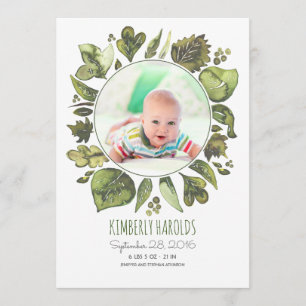 Greenery Wreath Painted Newborn Baby Foto Birth Ankündigung