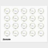 Greenery Wreath personalize name Runder Aufkleber (Blatt)