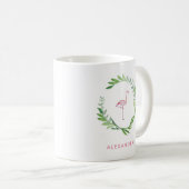 Greenery Wreath | Rosa Flamingo Kaffeetasse (VorderseiteRechts)