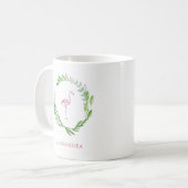 Greenery Wreath | Rosa Flamingo Kaffeetasse (Vorderseite Links)