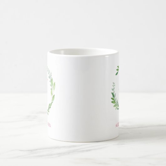 Greenery Wreath | Rosa Flamingo Kaffeetasse (Mittel)