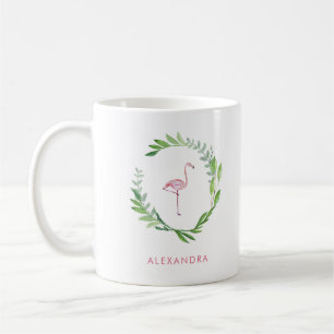 Greenery Wreath   Rosa Flamingo Kaffeetasse