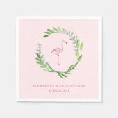 Greenery Wreath | Rosa Flamingo Serviette (Vorderseite)