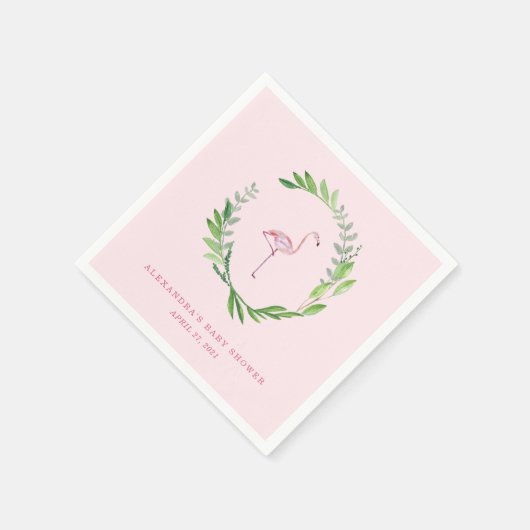 Greenery Wreath | Rosa Flamingo Serviette (Ecke)