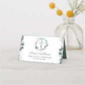 Greenery Wreath Silver Glitzer Erste Kommune Platzkarte (Rückseite)