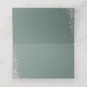 Greenery Wreath Silver Glitzer Erste Kommune Platzkarte (Innenseite Aufgefaltet)