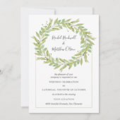 Greenery Wreath Wedding Einladung (Vorderseite)