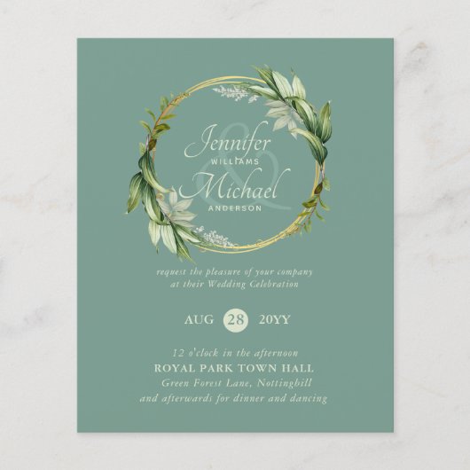 Greenery Wreath Wedding Einladungen (Vorderseite)