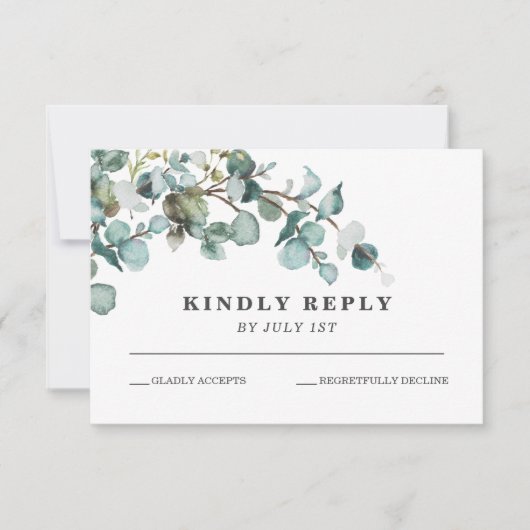 Greenery Wreath wedding RSVP Card (Vorderseite)