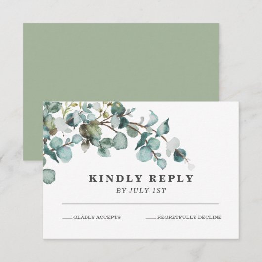 Greenery Wreath wedding RSVP Card Karte (Vorne/Hinten)