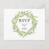 Greenery Wreath Wedding RSVP Post Cards Einladungspostkarte (Vorderseite)