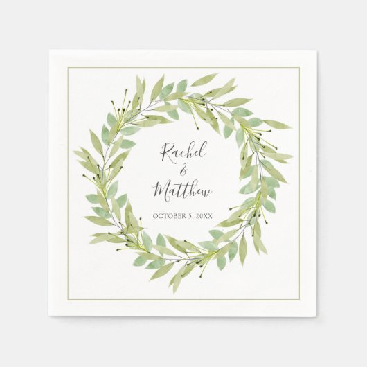 Greenery Wreath Wedding Serviette (Vorderseite)