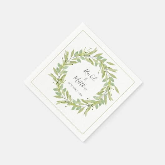 Greenery Wreath Wedding Serviette (Ecke)
