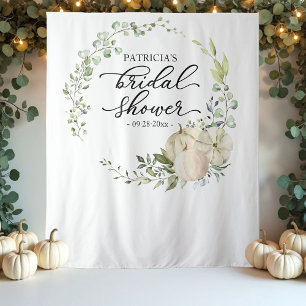 Greenery WreathPumpkin Fall Brautparty Hintergrund Wandteppich