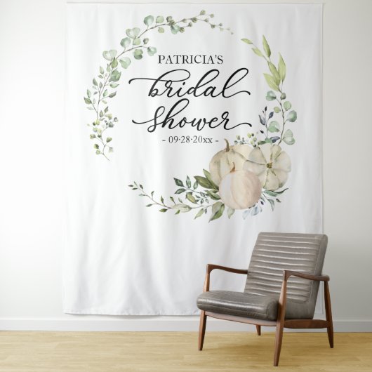 Greenery WreathPumpkin Fall Brautparty Hintergrund Wandteppich (Beispiel)