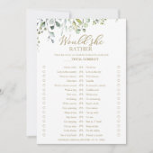 Greenery würde sie eher Brautparty spielen Einladung (Vorderseite)