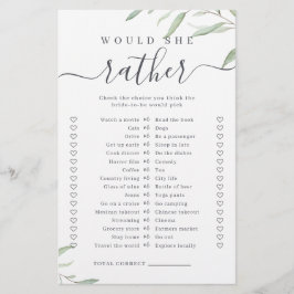 Greenery würde sie lieber Brautparty-Spiel