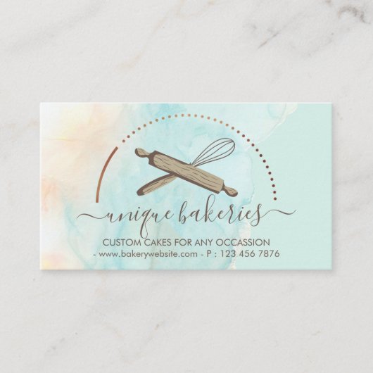 Greenery Yellow Circle Baker Cake Maker Visitenkarte (Vorderseite)