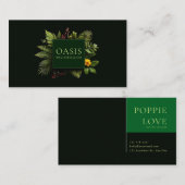 Greenery Yellow Flower Red Berry Black Botanical Visitenkarte (Vorne/Hinten)