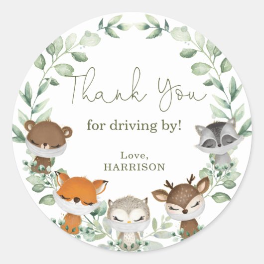 Greeney Woodland Animals Quarantäne Drive By Runder Aufkleber (Vorderseite)