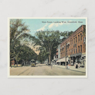 Greenfield Massachusetts Main Street Vintag Postkarte