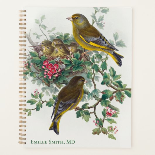 Greenfinch Bird von John Gould Planner Planer (Vorderseite)