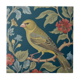 Greenfinch William Morris style L Green Finch Bird Fliese