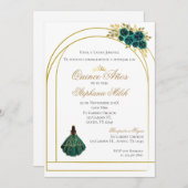 Greengery Floral Mexican Quinceanera Invitation Einladung (Vorne/Hinten)