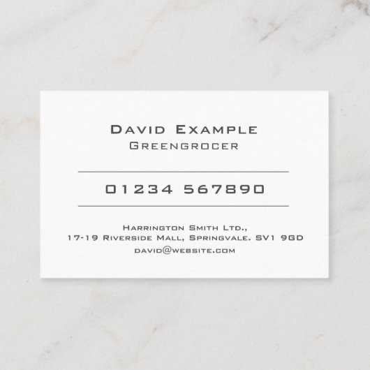 Greengrocer mit Foto der Holder-Visitenkarte Visitenkarte (Rückseite)