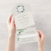 Greenhouse | Botanische Hochzeit in elegantem Wass All In One Einladung (Abreißen)