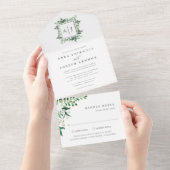Greenhouse | Botanische Hochzeit in elegantem Wass All In One Einladung (Abreißen)