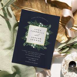 Greenhouse | Botanische Hochzeit in elegantem Wass Folieneinladung